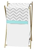 Sweet Jojo Designs Baby/Kids Clothes Laundry Hamper for Turquoise and Gray Chevron Zig Zag Bedding [