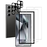 HUAKE ガラスフィルム Galaxy S24 Ultra用 国産硝子素材製 強化 ガラス 指紋防止 液晶 保護 フィルム レンズカバー【