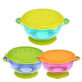 GoolRC 抗菌 漏れ防止 ベビーボウル吸盤付き食品保存容器 3セット