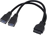 Access 【 25cm 】USB3.0フロントパネル マザーボード19pin/20pin ケーブル フロントUSB3.0 Aコネクタ2ポート usb3.0分配器 USB46