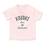 名入れ Tシャツ/ベビーサイズ [BT451] 80cm ライトピンク×ブラックロゴ 出産祝い 誕生日 プレゼント おしゃれな 名前入り ベビー服