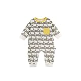 Fairy Baby ベビーロンパース 長袖 前開き カバーオール 男の子 女の子 総柄 パジャマ size 66 (クジラ)
