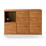 LOWYA （ロウヤ） 〈国産〉食器棚 キッチンカウンター 木目調 選べる10タイプ 滑らかスライド棚 大容量収納 アンティーク風 タイプA+B+B 幅144cm ナチュラル おしゃれ