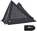 WAQ Alpha TC SOLO DX ソロ用テント デュオ用テント 1-2人用 ソロテント シェルター ティピテント オールシーズン 煙突穴付き フタマタポール ワンポール ティピーテント スカート (SOLO DX&フロントウォールセット(BLACK)))