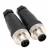 Eonvic M12 4ピンオスコネクタ、12mm Aコード工業用円形コネクタ、アンシールドフィールドアセンブリワイヤリングセンサーIP67 250V 4A AC/DCストレート 2個