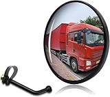 Biqing トラック アンダーミラー, 5.7インチ丸型 HDガラス凸型広角 トラック補助ミラー ブラック 調節可能トラック用アンダーミラー 汎用 1個