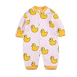 エルフ ベビー(Fairy Baby)ベビーカバーオールロンパース 長袖 前開き 春秋 出産祝い 鴨柄 12M