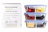 ガラスMeal Prep食品ストレージ部分制御コンテナ2-compartment Divider with Locking Lid /プレミアム品質/ BPAフリー/ Air Tight / Leak