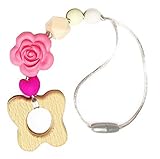 Pink Flower Butterfly Babywearing Baby Carrier Teething Toy Silicone Teether Wooden Natural Heart Ro