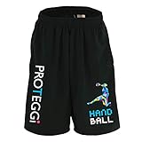 (プロテッジ)PROTEGGi ポリゴンスタイルなシルエットの HANDBALL ドライハーフパンツ ハンドボールハーフパンツ ブラック S