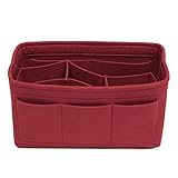 Inlagom 収納ボックス 小物入れ 用品収納 バスケット 収納ケース かご インナーバッグ 化粧品収納ボックス おもちゃ 箱 フェルト生地 軽量 日用雑貨 オーガナイザー レッド 26x15x14