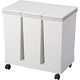 アスベル ゴミ箱 フタ付 密閉 プッシュ式 20L×3 資源ゴミ横型3分別ワゴン ホワイト 幅61×奥行35×高さ54cm