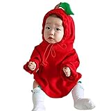 二丁目 楽しい春秋のフード付き ベビーリンゴ着ぐるみロンパース 男の子 女の子 (100)
