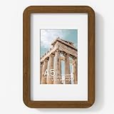 A4サイズ オーク無垢材 フォトフレーム A5サイズ用マット・アクリル板・吊り下げ金具一式付属 ウォールナット (1個)