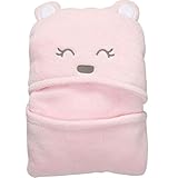 GudeHome 赤ちゃん おくるみ ベビー タオルケット フード 付き 新生児ブランケッ クマさん ピンク