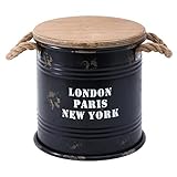 不二貿易 ブリキスツール 直径25×高さ26cm ブラック 26170