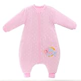 ベビー用寝袋 サブ足 赤ちゃん コットンニット製 肌触りいい 冬用 新生児／子供／キッズ用 ベビー用品 ギフト (ピンク)