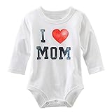 スタイリッシュなユニセックスキッズベビー私はMOM / DADプリントロングスリーブロンパージャンプス2色を愛して：白、0-3ヶ月