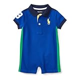 【ラルフローレン】メッシュ・ポロ・ショートオール[ブルー](男の子6～9か月用)6Mサイズ [並行輸入品]