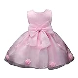 【子供ドレス部屋】 大きなリボンのドレス ピンク キッズドレス ベビードレス プリンセス 結婚式 発表会 誕生日 フォーマルドレス (90cm)
