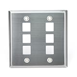Leviton 43080-2S6 QuickPort Wallplate, Dual Gang, 6-Port, Stainless Steel by Leviton [並行輸入品]
