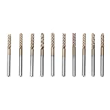 Demiawaking 超硬 10本/セット　カーバイド エンドミル 彫刻ビット　ビッド　高速度 工具 切削 木工 研磨用 彫刻ビット　切削エッジ径（CED）：3.175mm