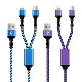 BIOONIS 2in1充電ケーブル USB to Lightning&Type-C 2台同時急速充電マルチ 二股ケーブル 1.2M [ライトニングケーブル+USB-Cケーブル] アイフォン アンドロイド 両方対応 (充電専用)