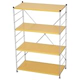 スチールラック シェルフ 木目調棚板 4段 幅850mm ナチュラル