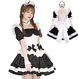 [Abuqino] コスプレ メイド服 レディース メイド 可愛い コスチューム ロリータ 制服 メイド喫茶 コスプレ 衣装 （S）