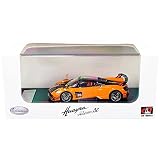 Pagani Huayra Roadster BC Orange and Carbon with Red and White Stripes 1/64 Diecast Model Car by LCD Models