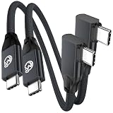 USB C ケーブル l字【0.2m 2本】USB Type-C ケーブル 短い USB 3.2 Gen 2X2 20Gbps高速データ転送PD対応 100W/5A急速充電 4K/60Hz映像出力 タイプc 超高耐久ナイロンiPhone17/16/15 シリーズ MacBook、Galaxy S26 S25 S24、iPad Pro等type c機種対応