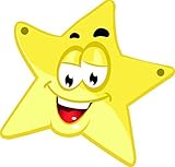 (003 Smiling Star 12 Inch) - Baby/Nursery Peel & Stick Wall Art Sticker Decal Sun, Moon, Star, Cloud