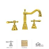 Rohl AC107L-IB-2 Cisal Widespread Bathroom Faucet with Pop-Up Drain And Ornate Meta, Inca Brass by R
