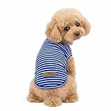 PetGround 犬 服 小型犬 春 夏 秋 冬 小型犬 中型犬 ボーダー シャツ 着せやすい 防寒 伸縮性 かわいい おしゃれ 犬服 (L, 青)