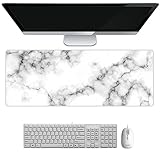 NOELAMOUR マウスパッド 大型 大理石 ゲーミングマウスパッド 光学マウスパッド ロング 800x300x2mm (ホワイト)