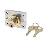 uxcell ガラスドアロック　引き出しロック　2キー　円筒形　48 x 36mm