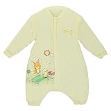 DEHANG ベビー おくるみ 足つき かわいい 赤ちゃん用 ぐっすり あったか スリープバッグ 厚手 布団 防寒グッズ イエロー - M