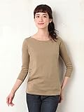 Angeliebe エンジェリーベ 産後用 Tシャツ 授乳服 綿 混 やわらか フライス ボート ネック 七分 袖 スリム カットソー 産後用用 ママ S ～ M 杢 ベージュ 30067 30067