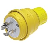 Woodhead 26W76 Watertite Wet Location Locking Blade Plug, 3-Phase, 4 Wires, 3 Poles, NEMA L16-20 Con