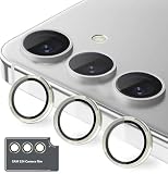 Kakuki for Galaxy S24 用 カメラフィルム [Kakuki] ギャラクシーS24 (SC-51E / SCG25) カメラ保護フィルム 薄型 強化ガラス 耐衝撃 独立型 露出オーバー防止 アルミ合金 カメラカバー (グレー, Galaxy S24)