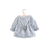 ベビー服 女の子ワンピース 子供服 Pojour ドットスカート 可愛い兎付き 裏毛 長袖ドレス オシャレ 秋 綿 通園 発表会 旅行 記念日 プレゼント ブルー