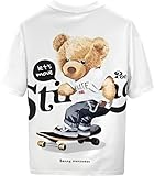 [Luxe Relax] メンズ tシャツ バッグプリント ベアー バックプリント スポーツ トレーニング ゆったり 半袖 白 ホワイト 5S-L09-WHM