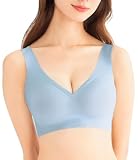 [チャーメイクボディ] anan掲載 ナイトブラ ノンワイヤー シームレス 脇高 24時間使える ブラジャー 昼夜兼用 スポーツブラ とろけるリッチナイトブラ (S, パウダーブルー（レースなし）)