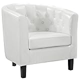 LexMod Prospect Button Armchair, White Vinyl [並行輸入品]