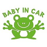 imoninn BABY in car ステッカー　【シンプル版】　No.22　カエルさん　（黄緑色）