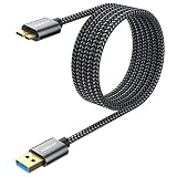 SUNGUY USB3.0 ケーブル MicroB 2M タイプAオス - マイクロタイプBオス USBケーブル 外付けHDD/SSD ハードドライブ/HDカメラなど対応 マイクロB変換ケーブル 高速データ転送 2m グレー