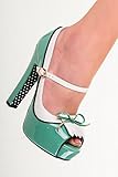 Banned Apparel - Mint June Open Toe Kitten Heels 4