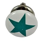 Set of 6 star motif ceramic cabinet knobs drawer handles pulls