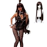 [ZOMOZO] 勝利の女神 NIKKE バニースーツ コスプレ ウィッグ付き バイパー アリス ノワール ブラン ルビー コスプレ 衣装 大人用 仮装 ハロウィン イベント コスチューム 文化祭 漫遊展 (ノワール, L)