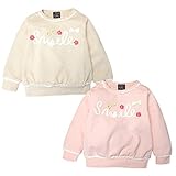 (ベージュ/90cm)ベビー服 女の子 トレーナー 長袖 Dolly Ribbon ドーリーリボン ミニ裏毛 レーステープ ロープロゴ リボン お花モチーフ 女児 ベビー